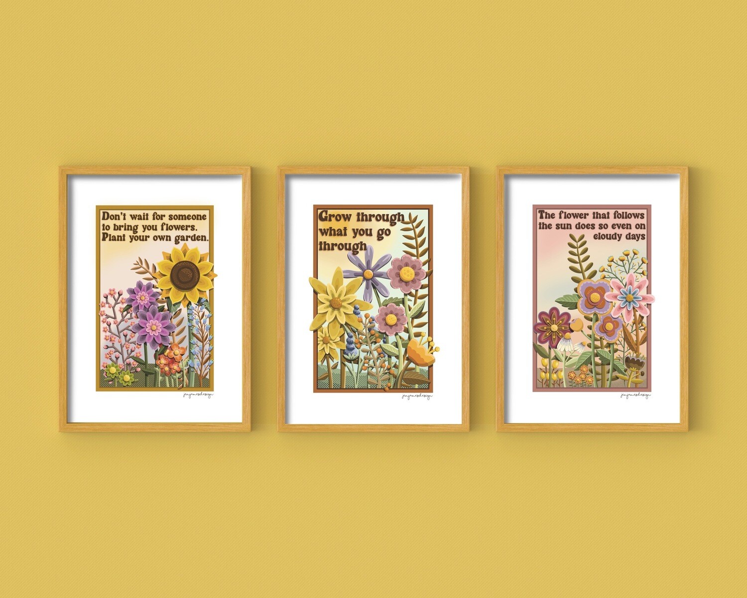 All 3 Empowered by flowers Prints, Size: A4