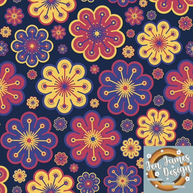 Symmetrical Floral- Seamless Tile Pattern