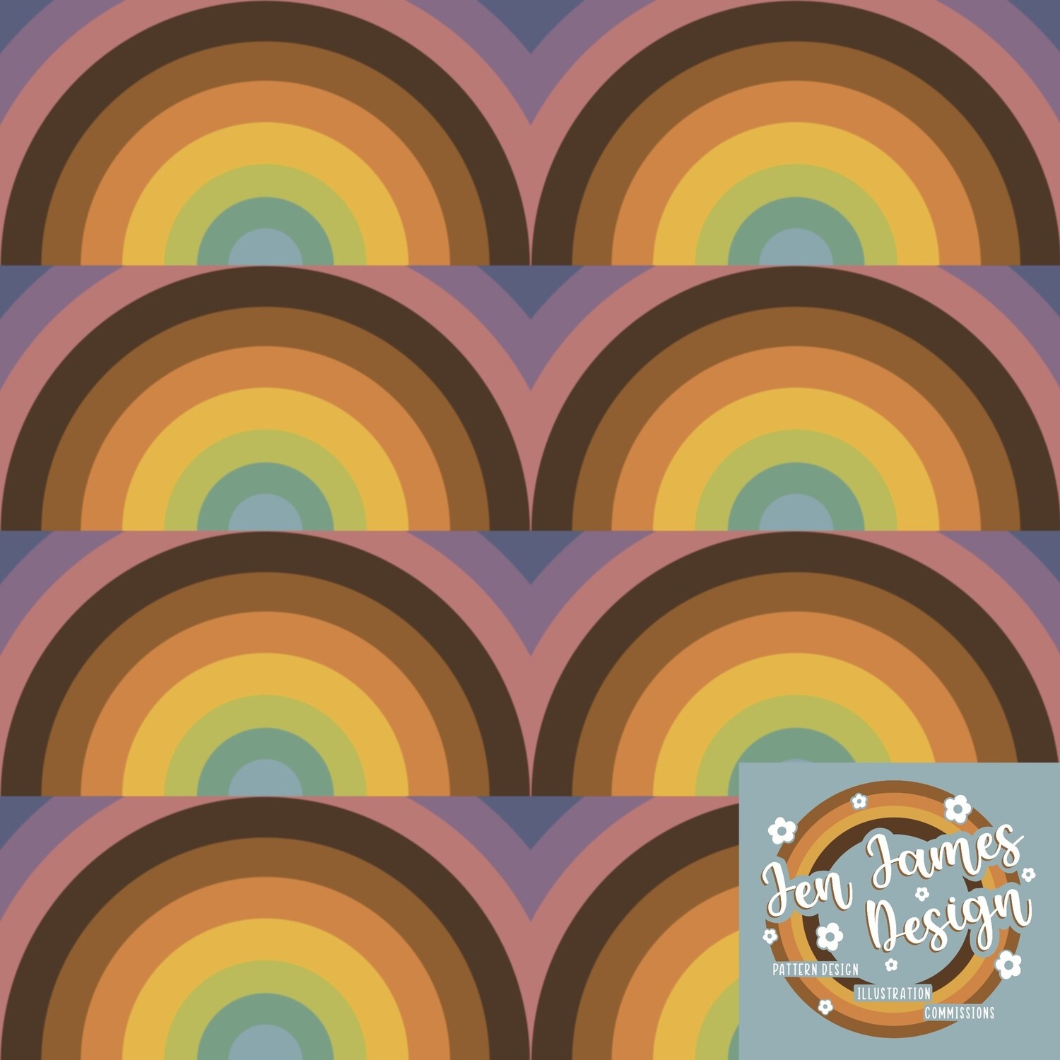 70s Muted Rainbow- Seamless Tile Pattern