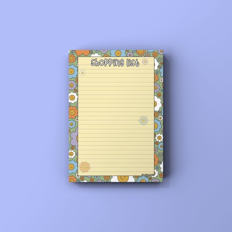 Shopping List Notepad- A6 -Happy Daisies