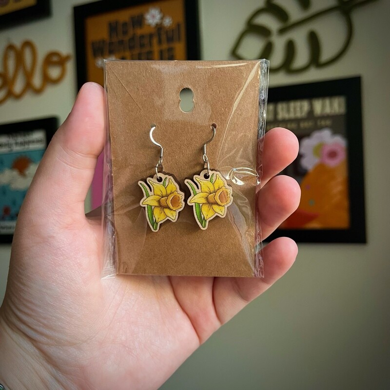 Daffodil Wooden Earrings