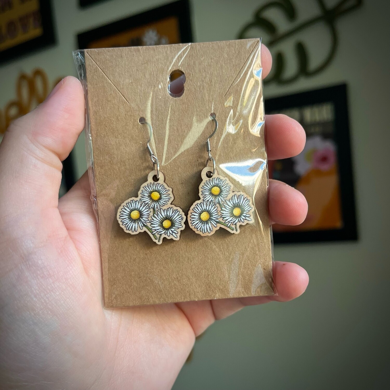 Daisy Wooden Earrings