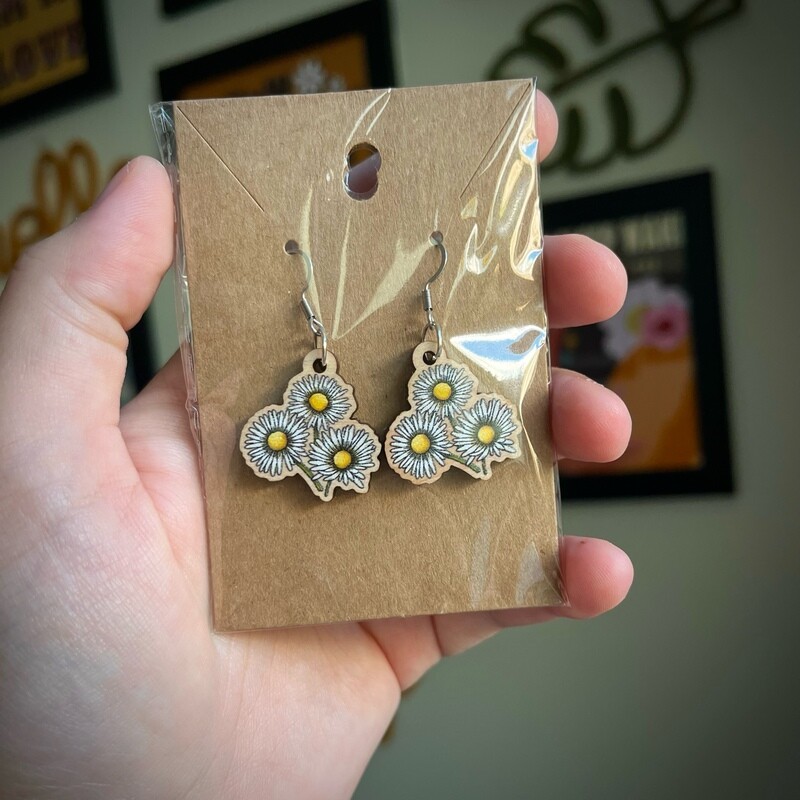 Daisy Wooden Earrings