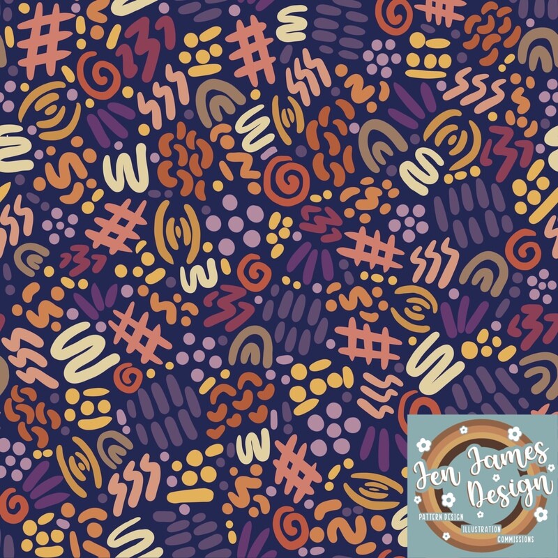 Aztec Scribbles- Seamless Tile Pattern