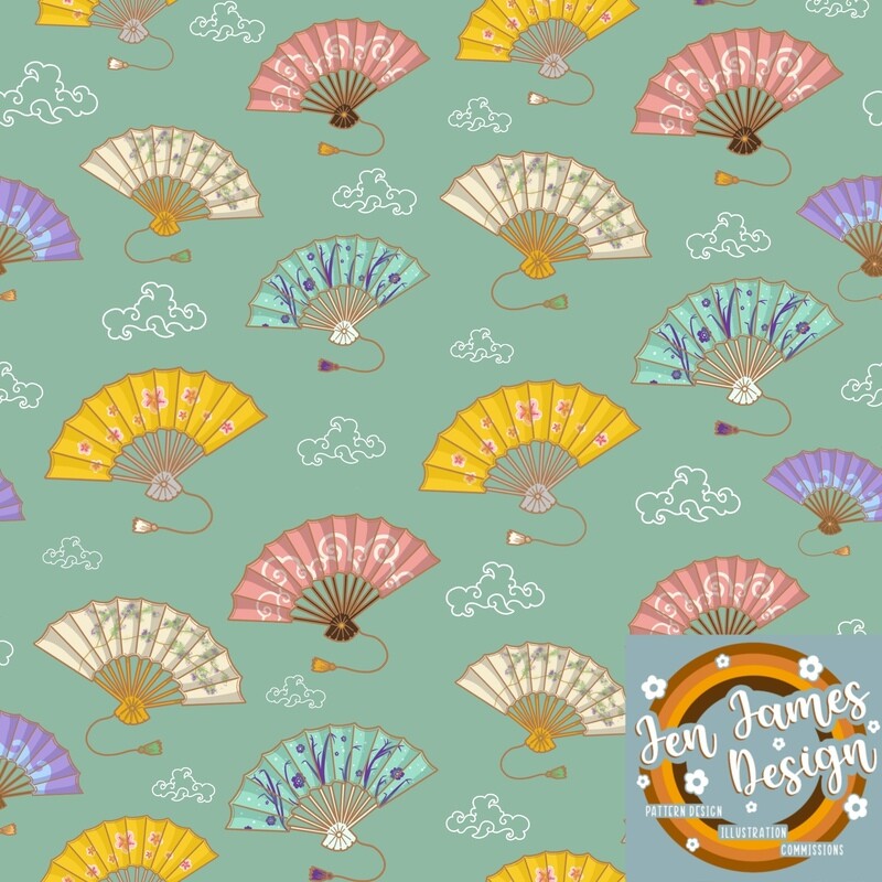 Oriental Fans- Seamless Tile Pattern