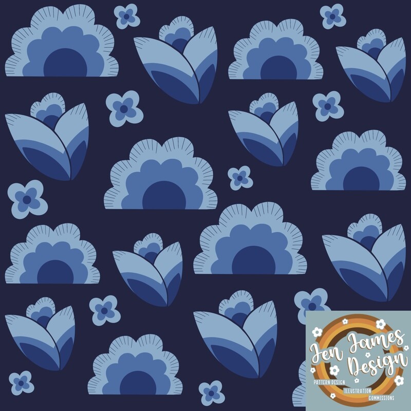 Retro Scandi Floral- Seamless Tile Pattern