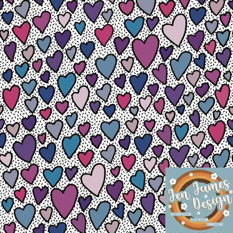 Old School Hearts- Seamless Tile Pattern