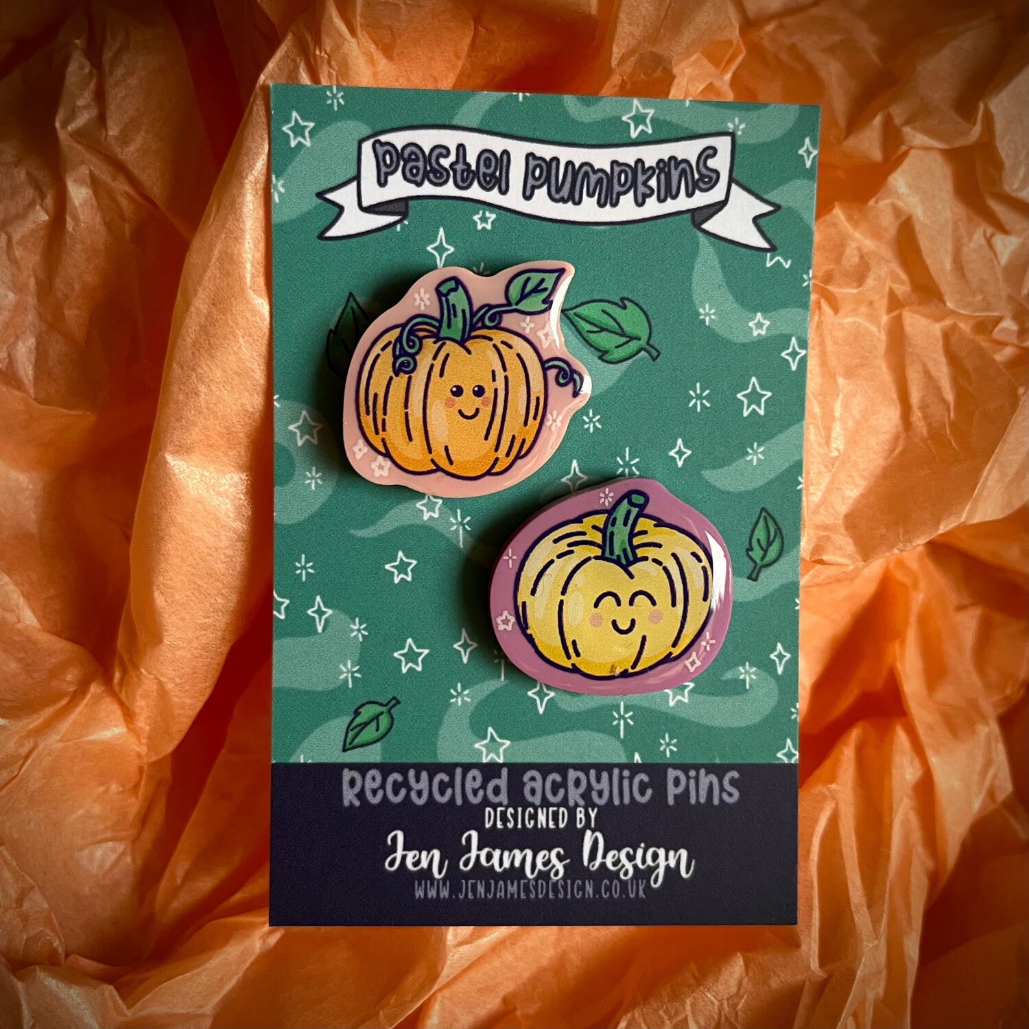 ‘Pumpkin Patch’ Pastel Acrylic Pin Badges