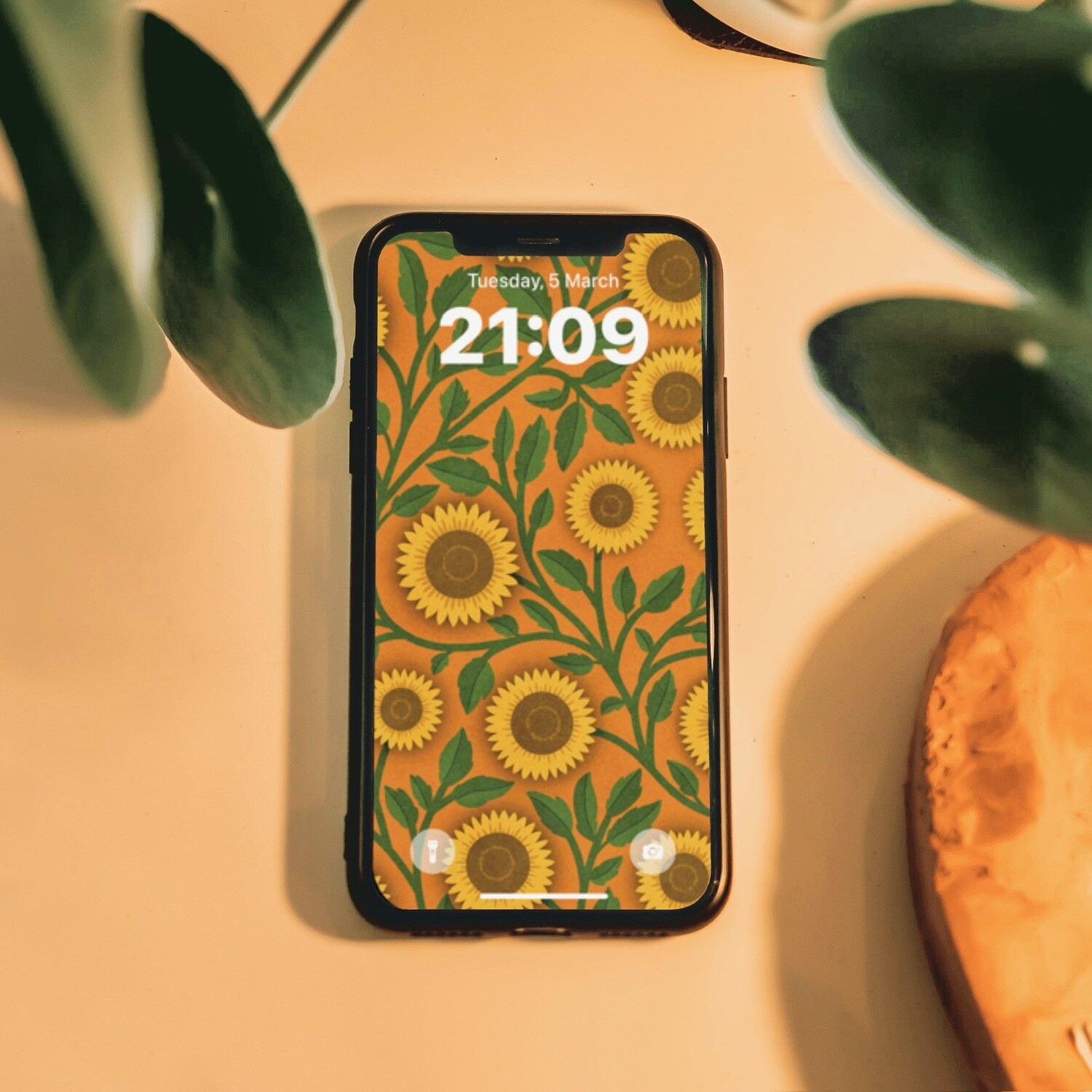 Vintage Sunflowers- Burnt Orange phone wallpaper