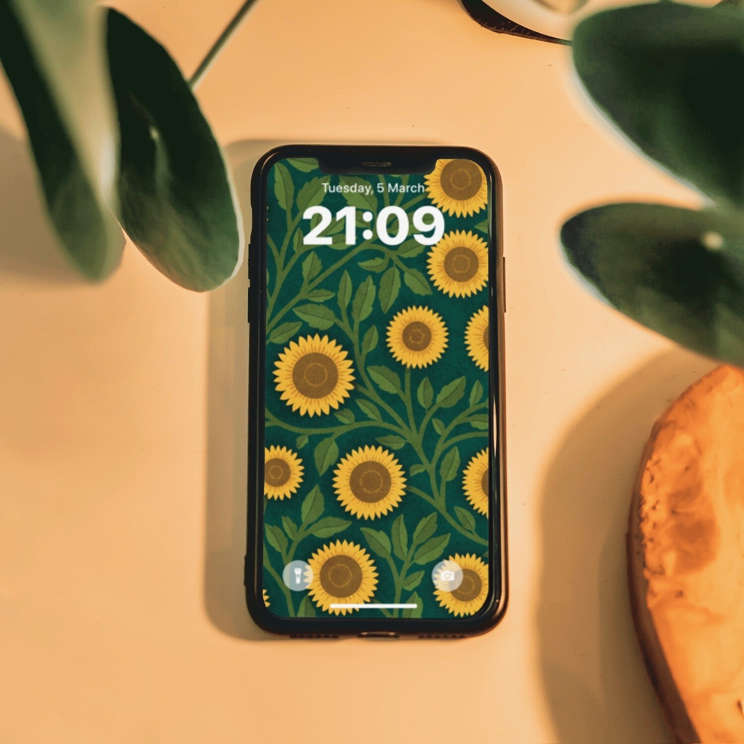 Vintage Sunflowers- Deep Teal phone wallpaper