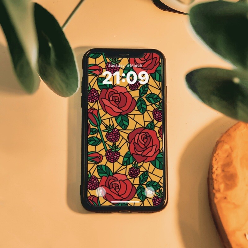 Stained Glass Roses-Yellow phone wallpaper