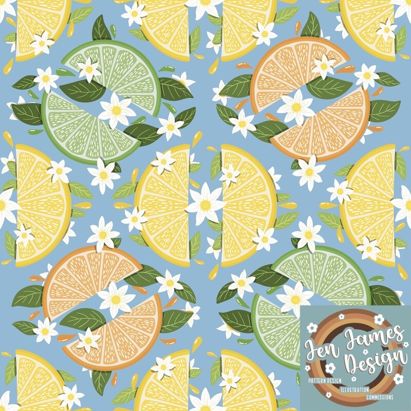 Citrus Floral- Seamless Tile Pattern