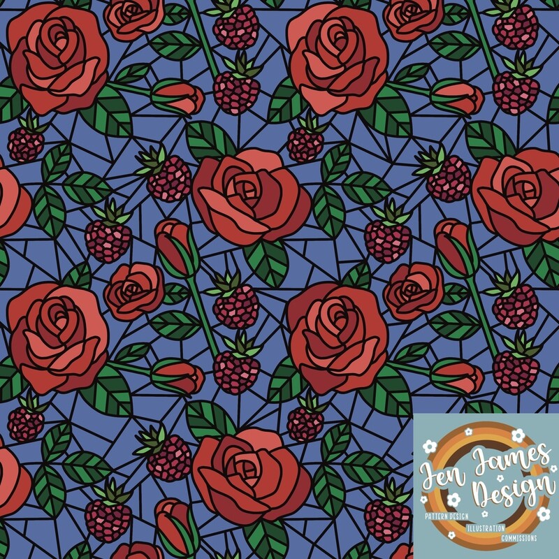 Stained Glass Roses- Seamless Tile Pattern