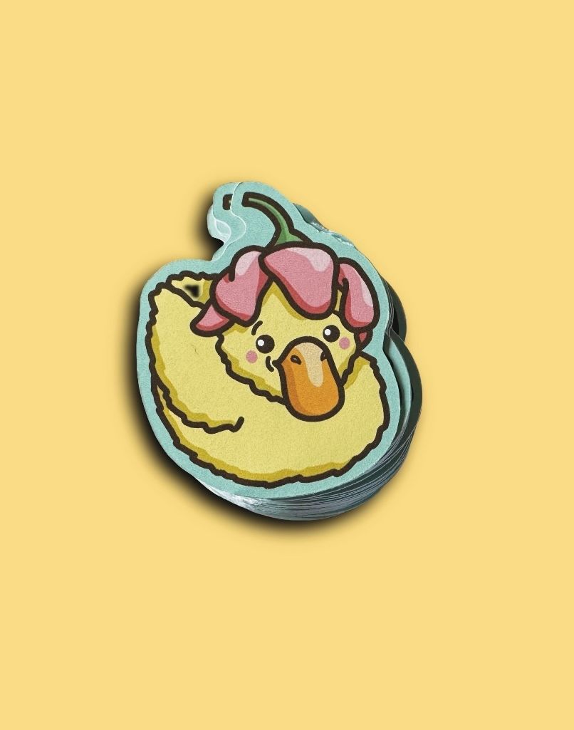 Ducky Flower Hat Sticker- Pink