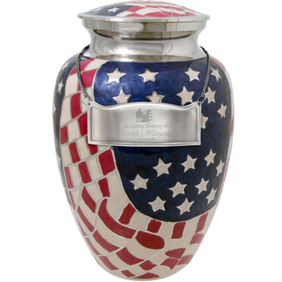 Patriotic Flag and Eagle Urn