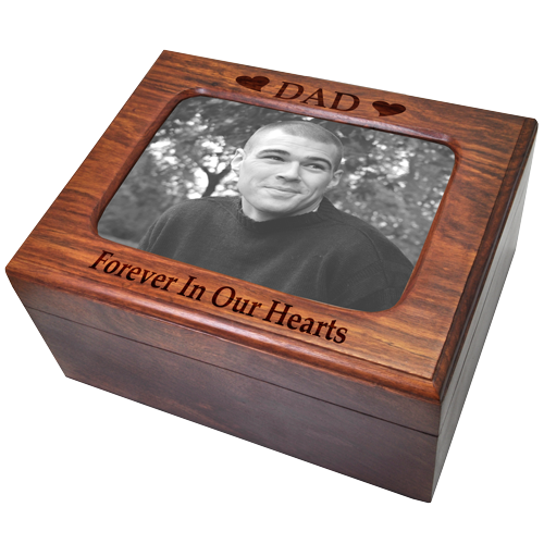 Memory Chest Wooden Box Urn with Photo Window