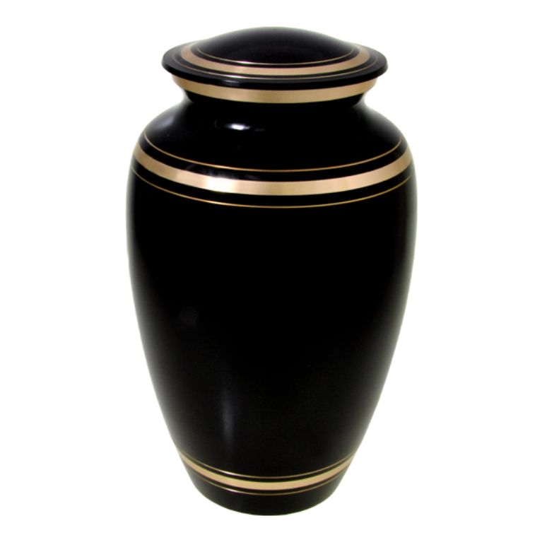 Plain Black and Gold Cremation Urn