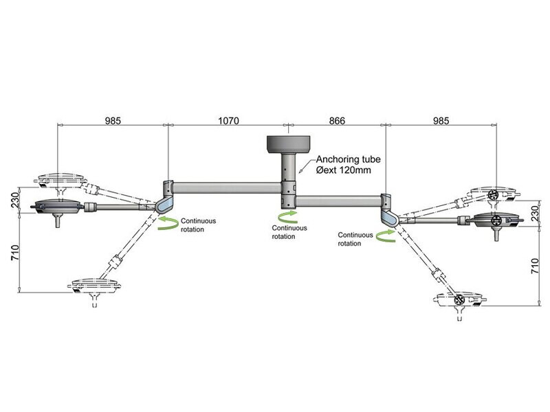 PENTALED 30E DOUBLE SCIALYTIC LIGHT - ceiling