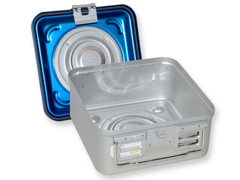 B.S. CONTAINER WITH VALVE small h 135 mm - blue - perforated