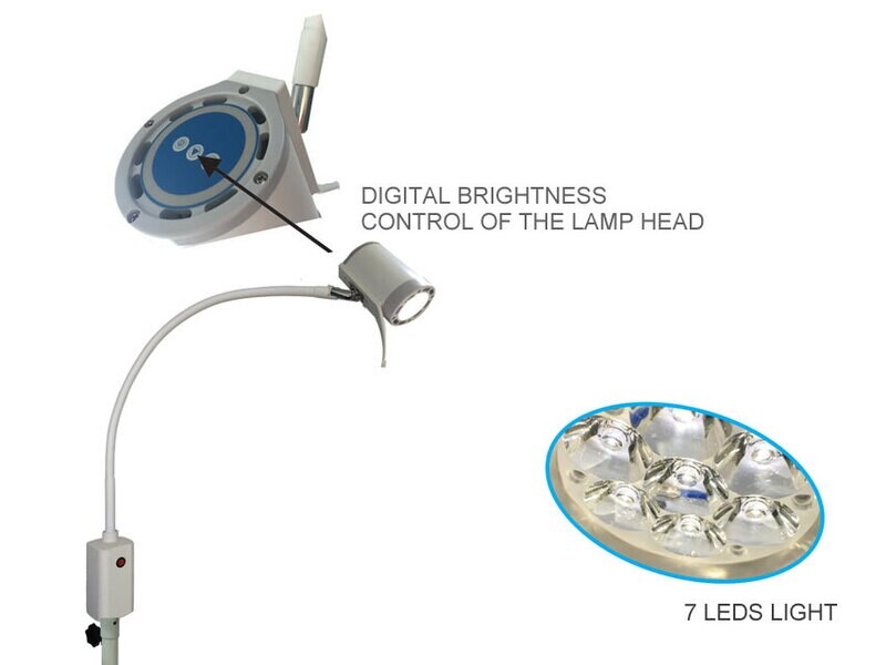 HYRIDIA 7 LEDS LIGHT with flexible arm - trolley