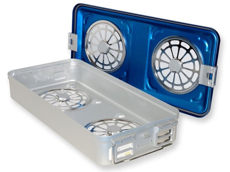 CONTAINER WITH FILTER large h 100 mm - blue - perforated