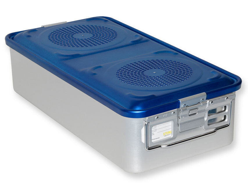 CONTAINER WITH FILTER large h 150 mm - blue - perforated