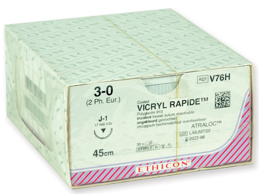 ETHICON VICRYL RAPID ABSORBABLE SUTURES - gauge 3/0 needle mm - braided
