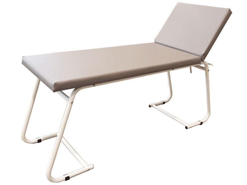 EXAMINATION COUCH - white painted, grey mattress