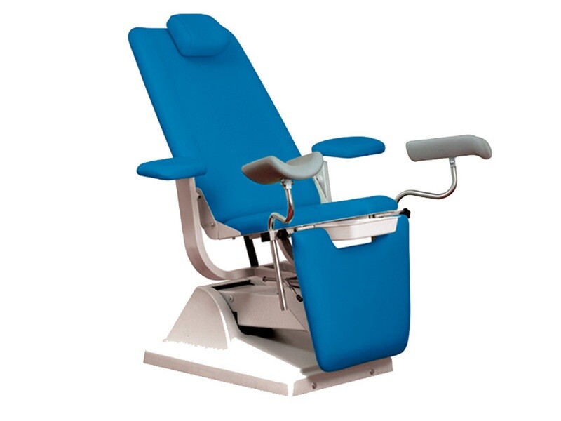 GYNEX BED CHAIR with roll holder - metal sea blue