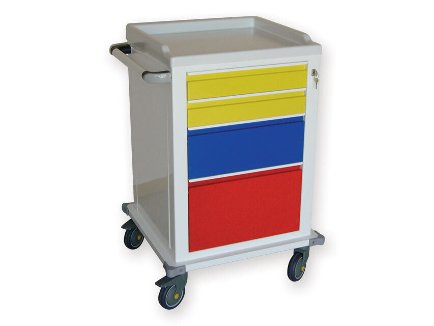 MODULAR TROLLEY painted steel with 2+1+1 drawers