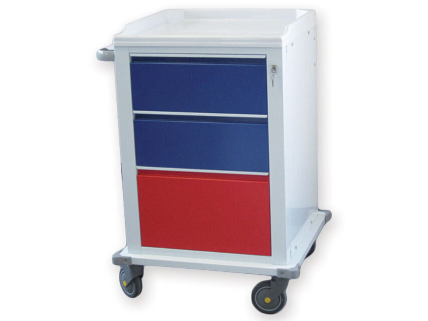 MODULAR TROLLEY painted steel with 2+1 drawers