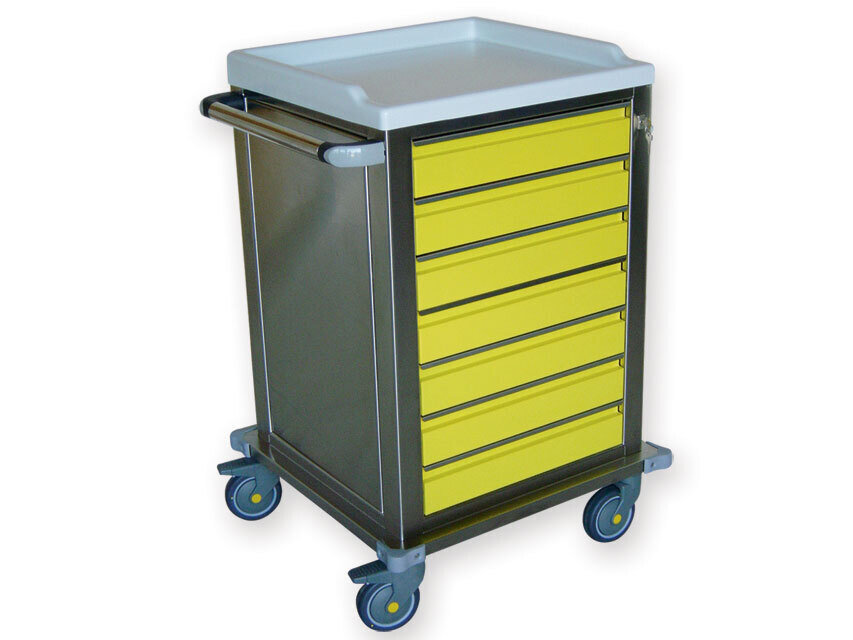 MODULAR TROLLEY stainless steel with 7 small drawers