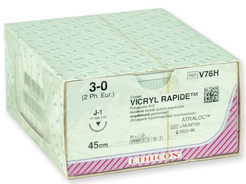ETHICON VICRYL RAPID ABSORBABLE SUTURES - gauge 3/0 needle mm - braided