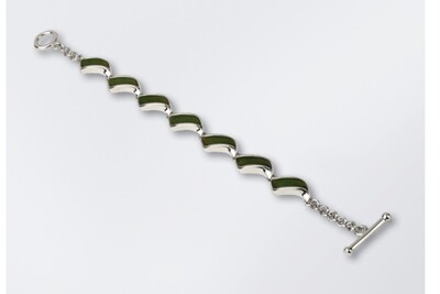 Greenstone and Silver 7 Stone Bracelet - ABR2002-9