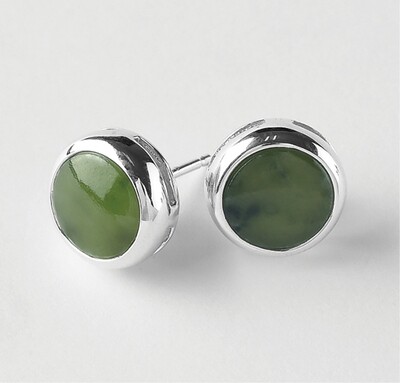 Greenstone and Silver 8ml Round Stud Earrings - ES11