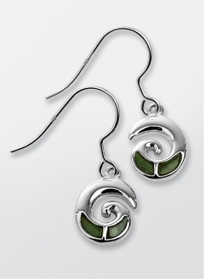Jade and Silver Open Koru Drop Earrings - 054JE