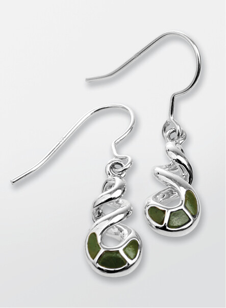 Jade and Silver Dbl Twist Drop Earrings - 053JE