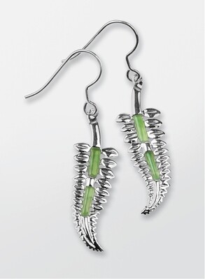 Jade and Silver Fern Drop Earrings - 055JE