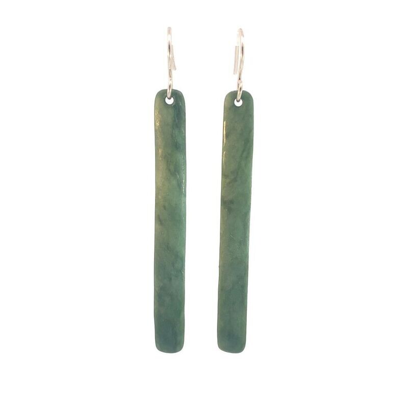 Kawakawa Flower Pounamu and Silver Drop Earrings