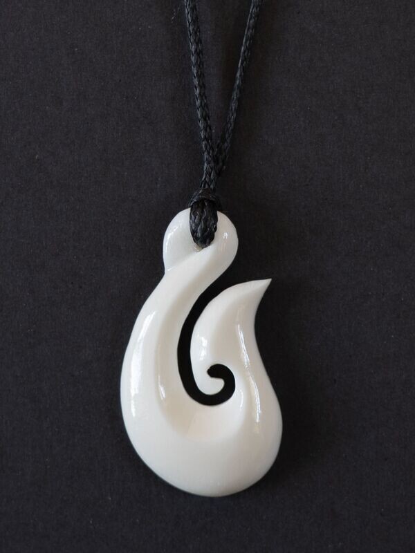 AB23 Hand Carved Bone Hei Matau (Hook)