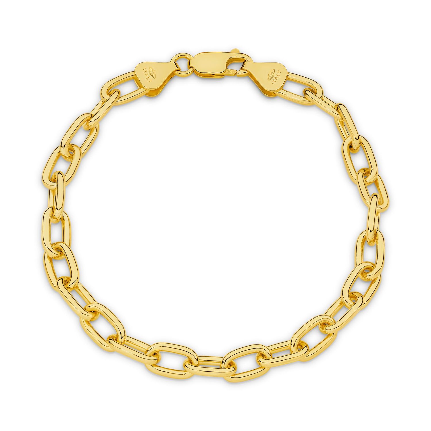 18ct Yellow Paper Clip Bracelet 5.4mm lengths 190mm POA