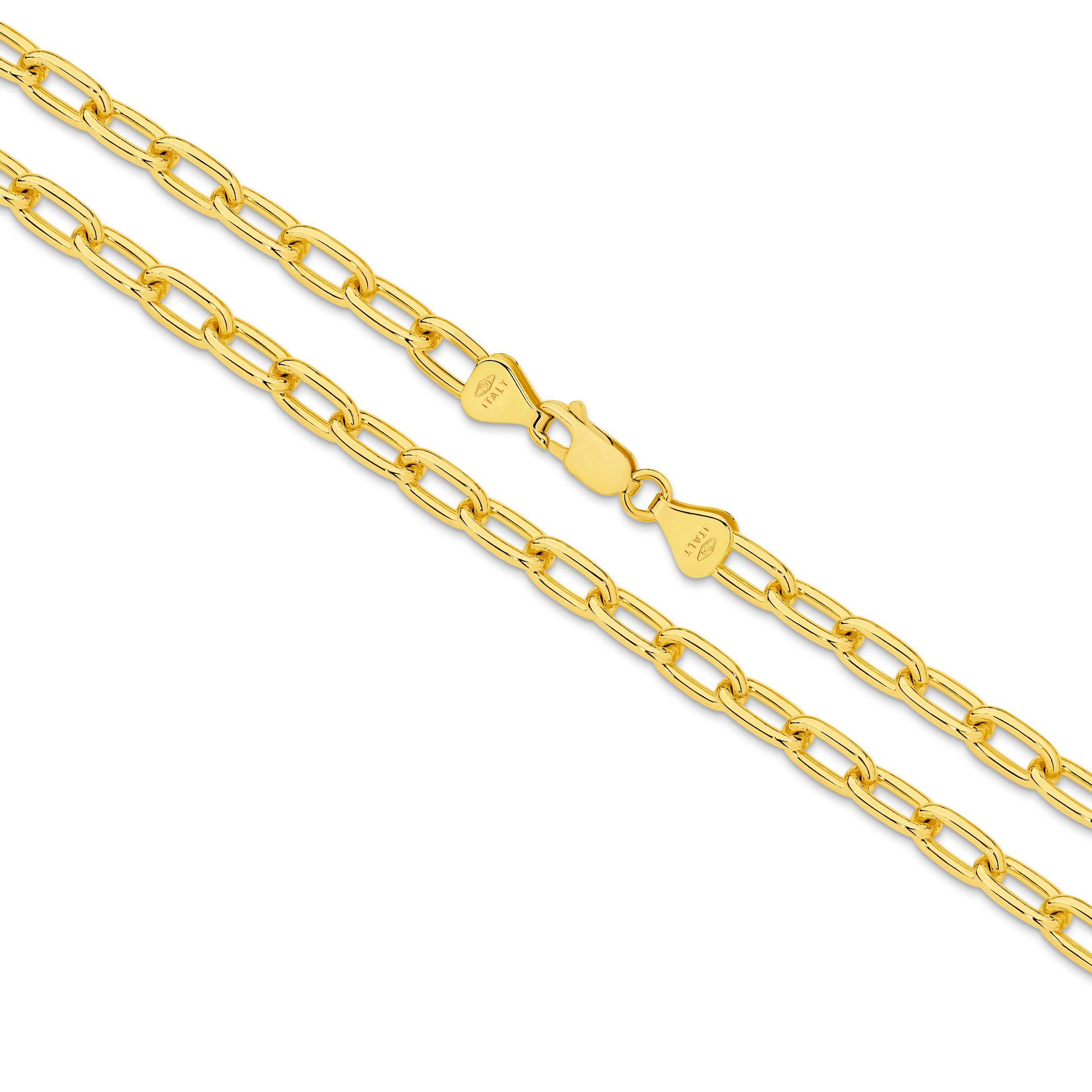 18ct Yellow Paper Clip Bracelet 5.4mm lengths 190mm POA