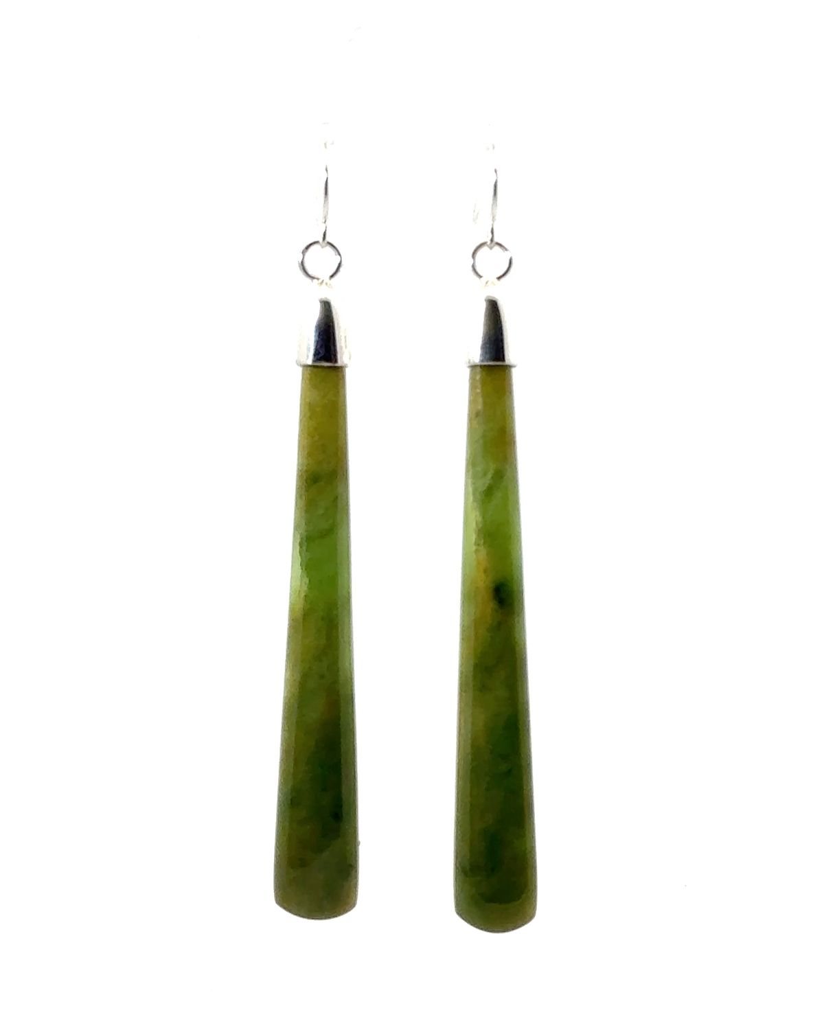 Marsden Flower Pounamu & Silver Capped Drop Earrings