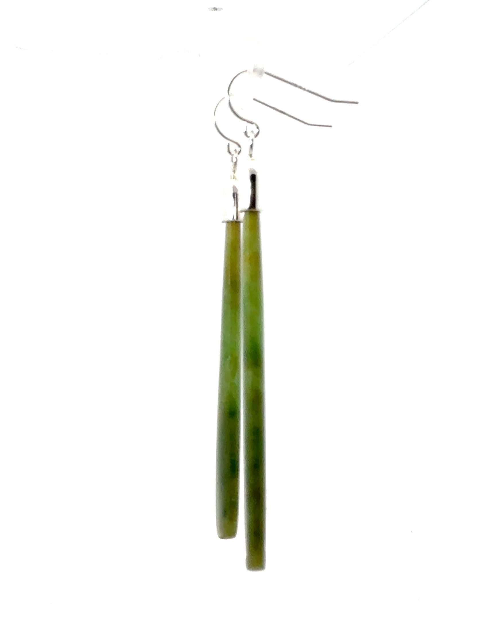 Marsden Flower Pounamu & Silver Capped Drop Earrings