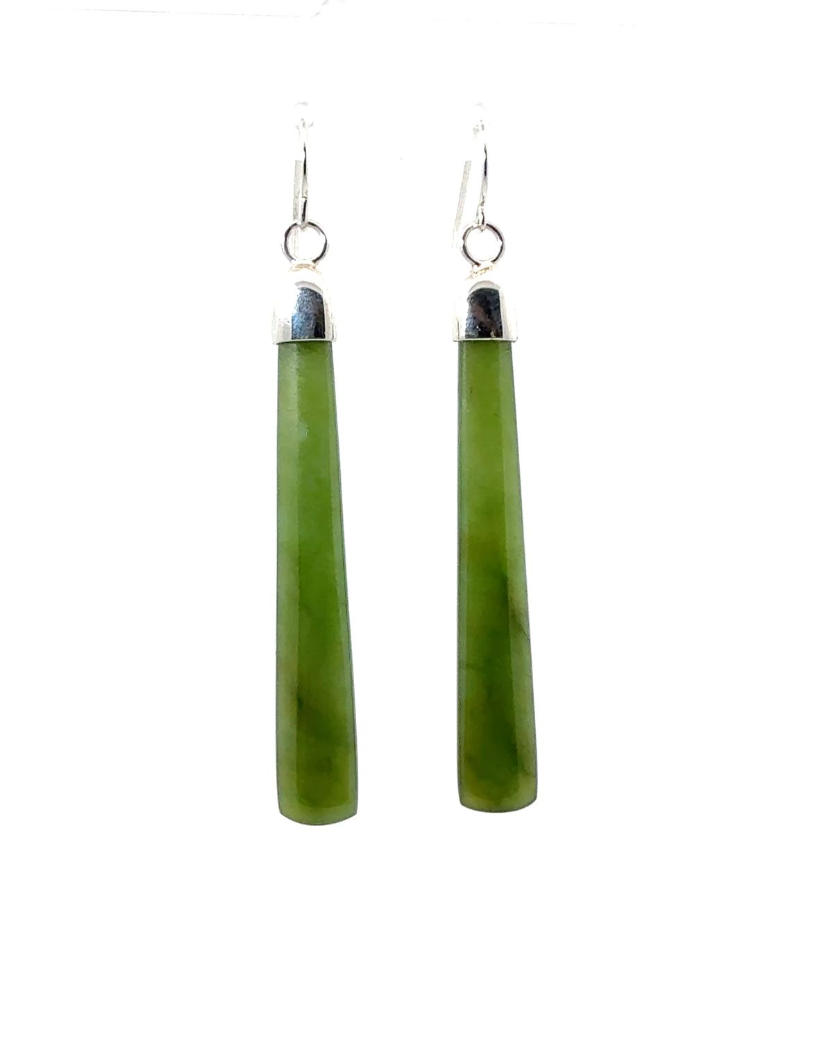 Marsden Flower Pounamu & Silver Capped Drop Earrings