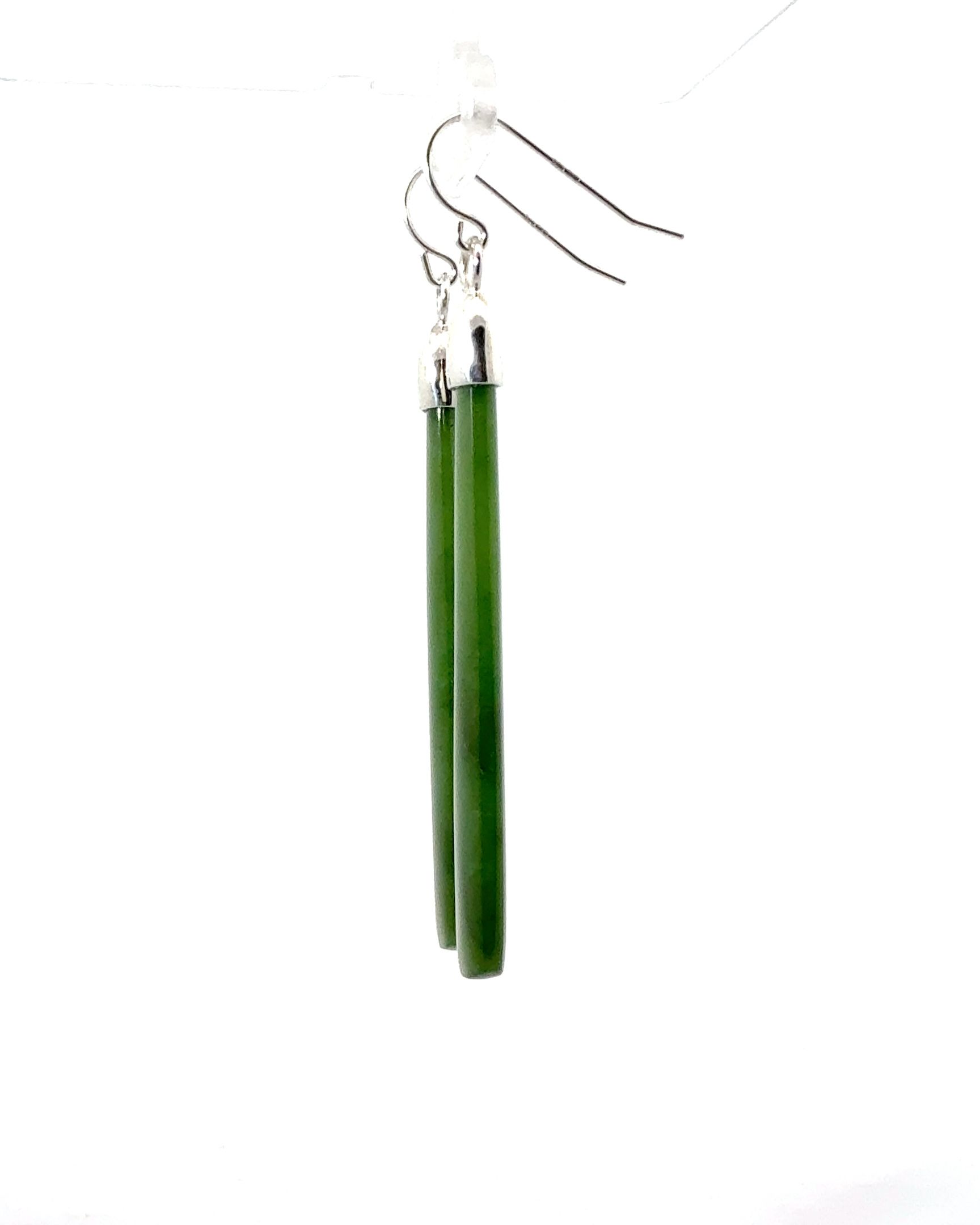 Marsden Flower Pounamu & Silver Capped Drop Earrings