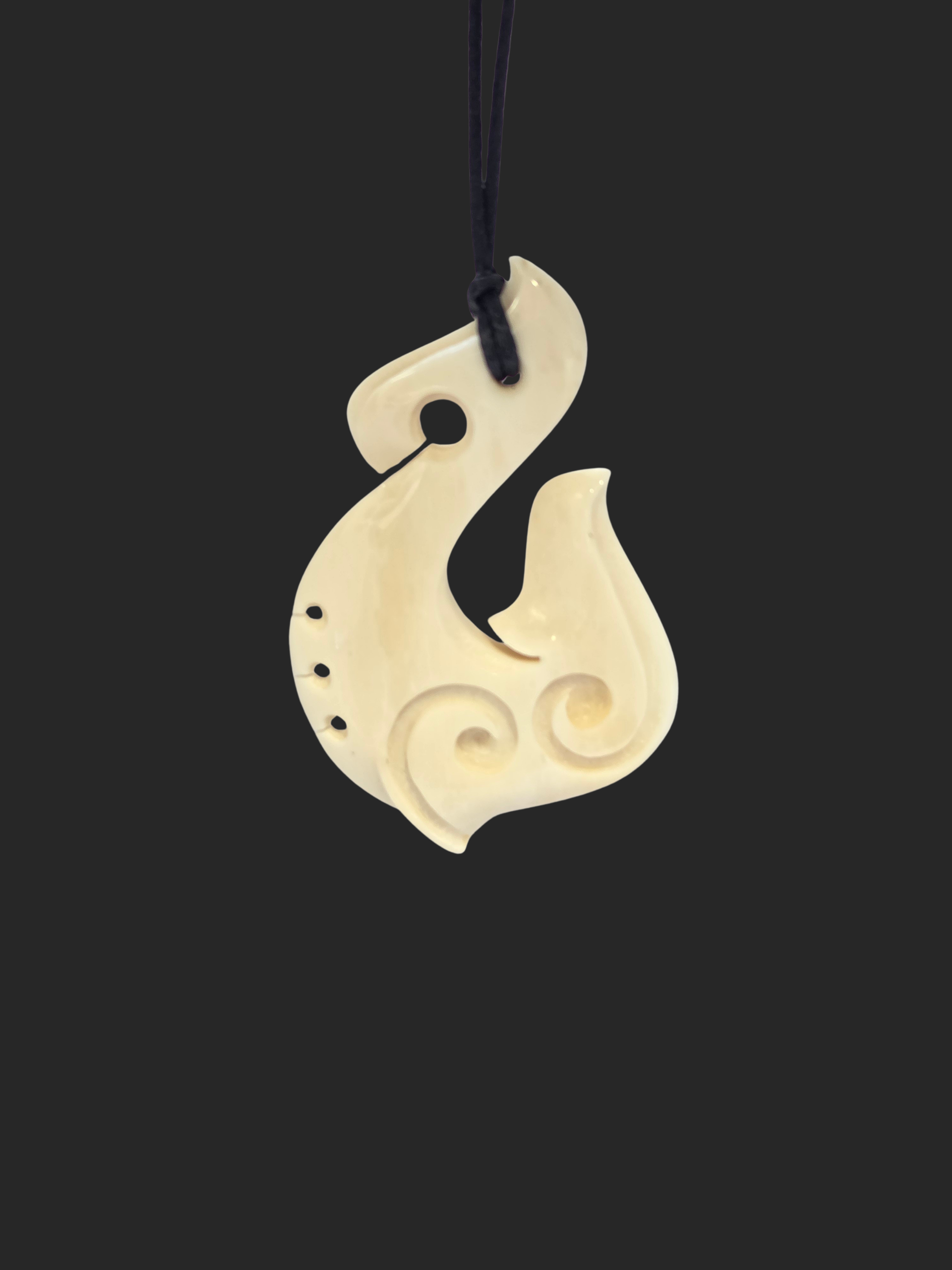 Hand Carved Bone Carving Hei Matau (Hook)