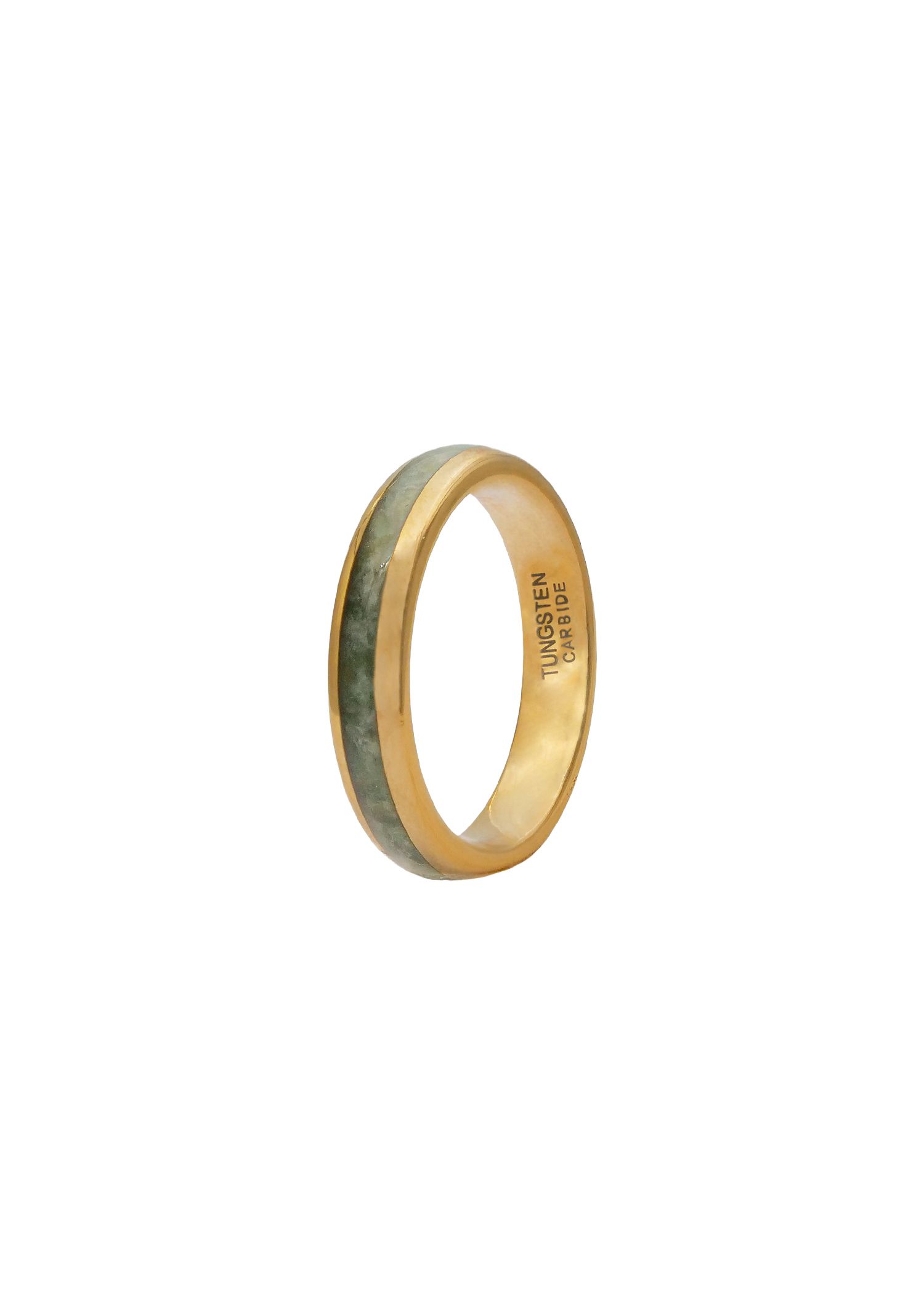 Gold Plate Tungsten Carbide and Pounamu 4mm Ring GTBR4
