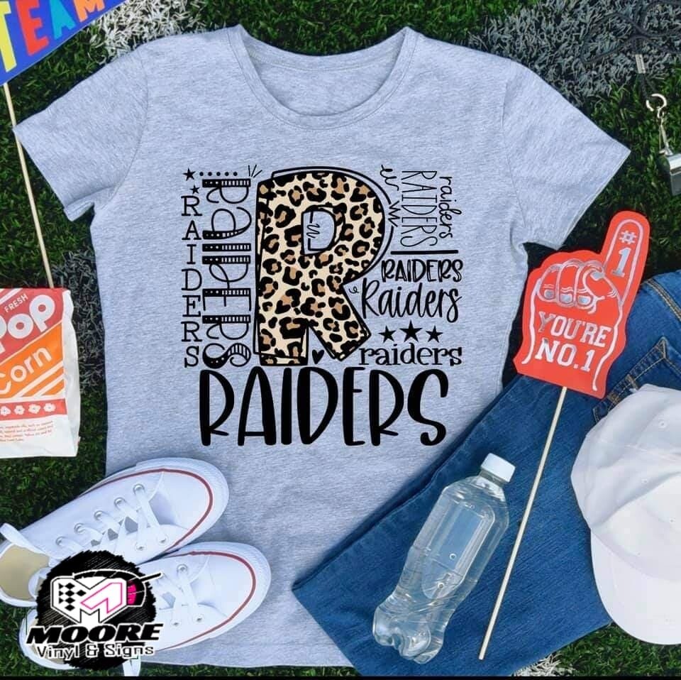 Raider Typography with Cheetah print