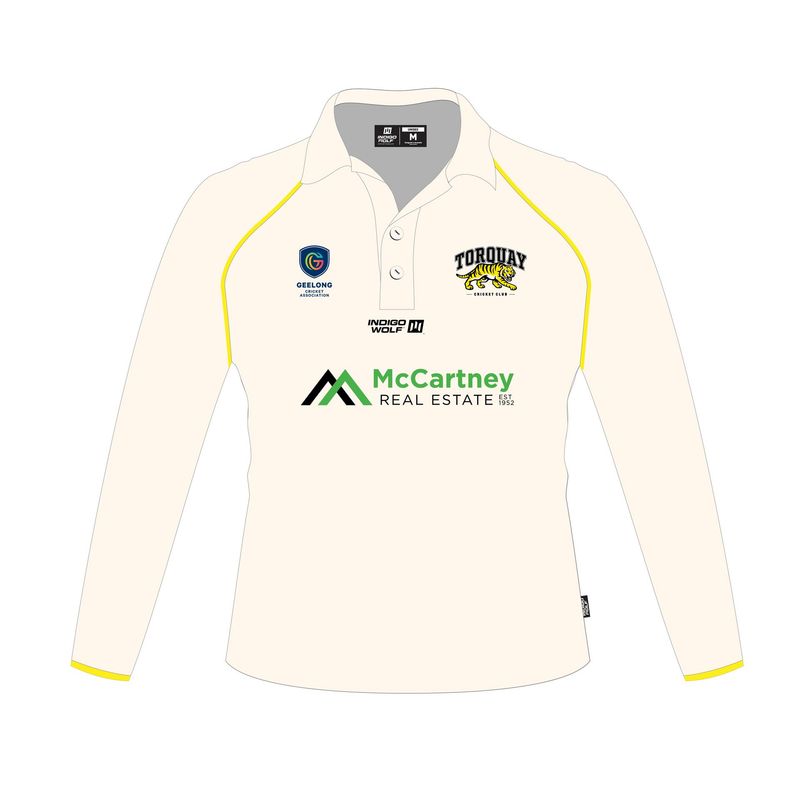 Torquay Cricket Club - 2 day Playing Polo Longsleeve (Creams) 2026